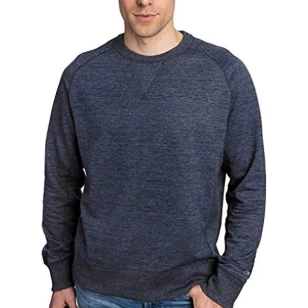 Champion Mens French Terry Crewneck Sweatshirt Navy Blue Size Large